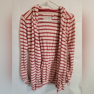 Evy's Tree Red Stripped Cardigan Hooded Sweater